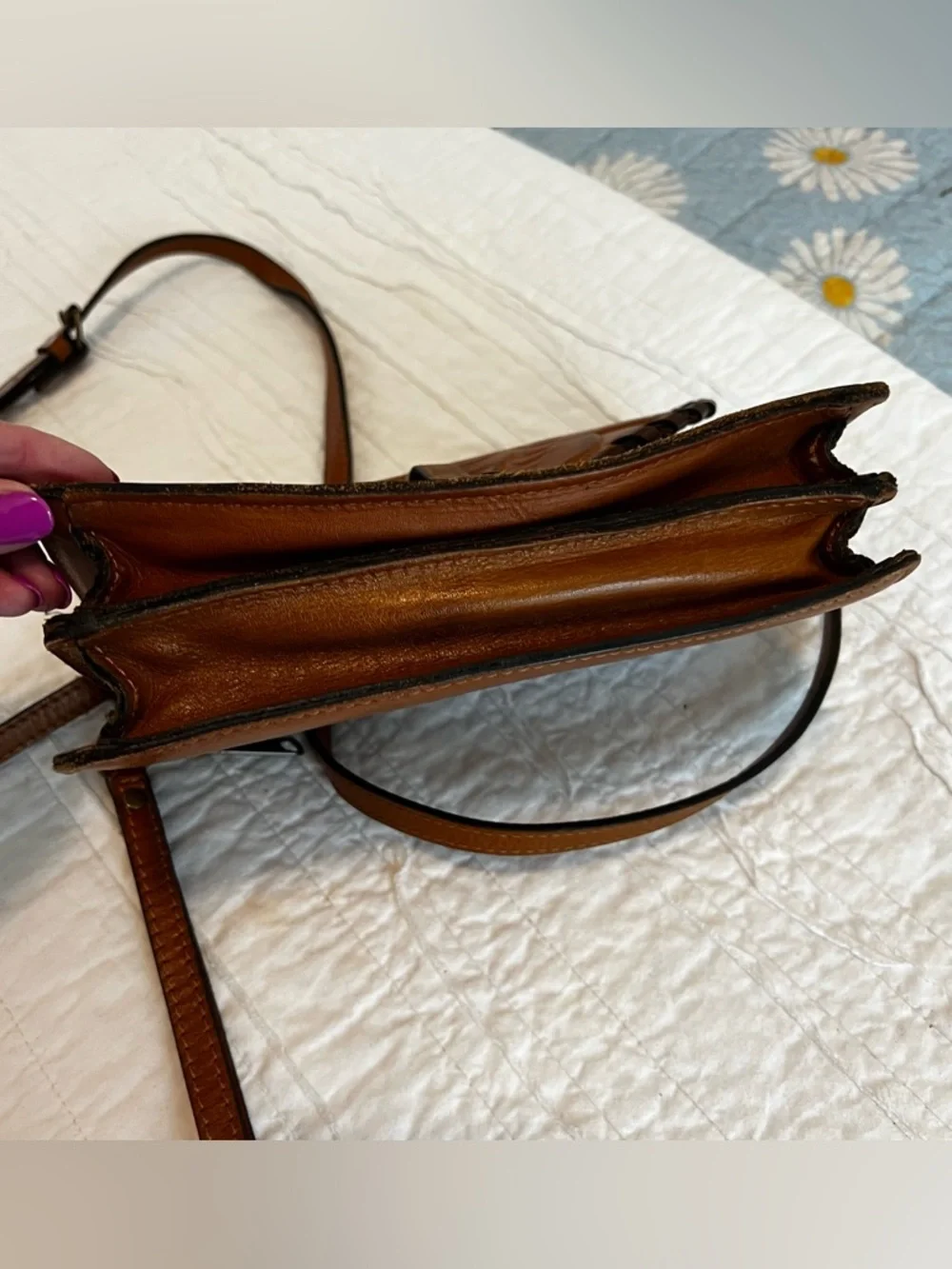 Patricia Nash Crossbody Cognac Tooled Leather Bag - Picture 11 of 12